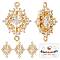 8Pcs Brass Clear Cubic Zirconia Connector Charms, Rhombus Links, for Jewelry DIY Craft Making, Nickel Free, Real 18K Gold Plated, 18.5x13.5x3mm, Hole: 1mm