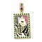 Brass Micro Pave Cubic Zirconia Pendants with Enamel, Cadmium Free & Nickel Free & Lead Free, 
Rectangle, Colorful, 42x25x3mm, Hole: 9x6mm