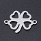 Non-Tarnish 201 Stainless Steel Links connectors, Clovers, Stainless Steel Color, 19.5x14x1mm, Hole: 1.4mm