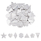 56Pcs 7 Style 304 Stainless Steel Pendants, Star & Rhombus, Heart & Triangle, Stainless Steel Color, 21.5~32x18~26.5x1mm, Hole: 1.4~1.6mm, 8pcs/style