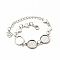 Alloy Bracelets & Anklets Making, Heart Link Bracelet, Blank Cabochon Setting, Antique Silver, 8-3/4 inch(22.2cm), Round Tray: 12mm