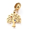 Ion Plating(IP) 304 Stainless Steel European Dangle Charms, Large Hole Pendants, with Rhinestone, Tree, Golden, 25.5mm, Hole: 4mm, Pendant: 15.5x13.5x1mm