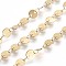 Ion Plating(IP) 304 Stainless Steel Link Chains, Flat Sequin Chains, Soldered, with Spool, Flat Round, Golden, 6x0.5mm, about 32.8 Feet(10m)/roll