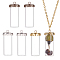 6 Sets 3 Colors Glass Tube Connector Charms, with Iron Caps, Wishing Bottle Links for Beads, Gemstone Chip Storage, DIY Pendant Making, Mixed Color, Finish Product: 35x13mm, Hole: 2mm, 2 sets/color