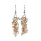 Glass Dangle Earrings, Cluster Earrings, with Platinum Tone Brass Hooks & Cardboard Jewelry Set Boxes, Goldenrod, 59mm, Pin: 0.6mm
