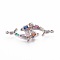 Brass Micro Pave Cubic Zirconia Links, Double Dolphin, Colorful, Platinum, 15x33x3mm, Hole: 1mm