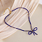 Feaceted Rondelle Glass Beaded Necklaces, Handmade Non-fading Bowknot Necklaces for Women, Dark Blue