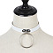 Alloy Ring Pendant PU Leather Choker Necklaces for Women, Platinum, White, 15.75 inch(40cm)