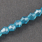 Glass Beads Strands, AB Color Plated, Faceted, Bicone, Deep Sky Blue, 2.9~3.3x2mm, Hole: 0.5mm, about 135~140pcs/strand, 38~40cm