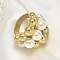 316L Surgical Stainless Steel with Shell Pearl Round Beaded Finger Rings for Women, Golden, US Size 8(18.1mm)