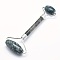 Natural Moss Agate Brass Face Massager, Facial Rollers, Platinum, Platinum, 142~150x54~58x19~22mm