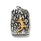 304 Stainless Steel Big Pendants, Rectangle with Gecko, Antique Silver & Golden, 50x33x12mm, Jump Ring: 13x2mm, 9mm Inner Diameter