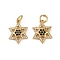Brass Micro Pave Cubic Zirconia Pendants, Cadmium Free & Lead Free, Star, Real 18K Gold Plated, with Jump Ring, Black, 15.5x12x2.5mm, Hole: 3mm