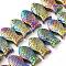 Electroplate Glass Beads Strands, Fish, Rainbow Plated, 8x15x5~6mm, Hole: 1mm, about 49~50pcs/strand, 15.75 inch(40cm)