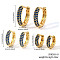 Elegant Brass Pave Cubic Zirconia Hoop Earrings, Blue, 15~11x3mm