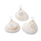 Natural Ark Shell Copper Wire Wrapped Pendants, Shell Shape Charms, Silver, 28~35x26~32.5x10.5~14.5mm, Hole: 3.5mm