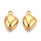 304 Stainless Steel Charms, Heart Charm, Ion Plating(IP), Real 14K Gold Plated, 15x10.5x4mm, Hole: 1.6mm