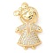 Brass Micro Pave Cubic Zirconia Pendants, Cadmium Free & Nickel Free & Lead Free, Human Charms, Real 18K Gold Plated, 27.5x16x5mm, Hole: 5x3mm