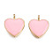 Alloy Pendants, with Enamel, Cadmium Free & Lead Free, Light Gold, Heart, Pink, 17.5x16x3.5mm, Hole: 1.8mm