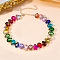 Alloy Colorful Rhinestone Cup Chain Necklaces for Women, Golden, Teardrop, 14.96 inch(38cm)
