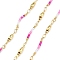 Brass Ball Chains, with Glass Seed Beads, Cadmium Free & Nickel Free & Lead Free, Real 18K Gold Plated, Soldered, with Spool, Pearl Pink, 20x3x2mm
