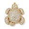 Rack Plating Brass Micro Pave Clear Cubic Zirconia Pendants, Long-Lasting Plated, Lead Free & Cadmium Free, Tortoise Charms, Real 18K Gold Plated, 29x24x6.5mm, Hole: 1.2mm
