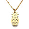 201 Stainless Steel Pendant Necklaces, with Cable Chains, Pineapple, Golden, 15.7 inch(40cm), 1.5mm, Pineapple: 17x9x1mm