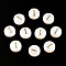 Natural Freshwater Shell Beads, with Golden Plated Brass Etched Metal Embellishments, Flat Round with Letter, Letter I, 7.5~8x4~5mm, Hole: 0.8mm