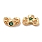 Brass Pave Cubic Zirconia Connector Charms, Cadmium Free & Nickel Free & Lead Free, Flower Links, Real 18K Gold Plated, Green, 6x3x4mm, Hole: 1mm