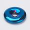 Non-Magnetic Synthetic Hematite Pendants, Donut/Pi Disc, Grade A, Blue Plated, 30x6mm, Hole: 7mm
