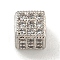 Brass Micro Pave Clear Cubic Zirconia Beads, Cadmium Free & Nickel Free & Lead Free, Cube, Platinum, 5.5x5.5x5.5mm, Hole: 1.5mm
