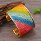 Colorful Iron Rhinestone Pattern Wide Cuff Bangles for Women, Light Gold, Rainbow, Inner Diameter: 2-1/2 inch(6.2cm), 48mm