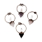 Natural Mixed Gemstone Pyramid Big Pendants, with Brass Jump Rings, Cadmium Free & Lead Free, Red Copper, 60~60.5x42x20~20.5mm, Hole: 6mm