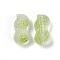 Transparent Glass Beads, Peanut, Baking Paint, Yellow Green, 23x11.5x11mm, Hole: 1.5mm