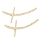 Brass Micro Pave Clear Cubic Zirconia Pendants, Cross, Religion, Real 18K Gold Plated, 24x48x3mm, Hole: 1mm