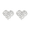 Rack Plating Brass Micro Pave Clear Cubic Zirconia Stud Earrings for Women, Cadmium Free & Lead Free, Long-Lasting Plated, Heart, Platinum, 14.5x17mm