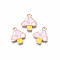 Autumn Theme Alloy Enamel Charms, Cadmium Free & Lead Free, Mushroom, Pink, 15x13x1.5mm, Hole: 1.5mm