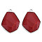Faceted Glass Pendants, with Alloy Settings, Cadmium Free & Lead Free, Hexagon, Platinum Plated, Dark Red, 38x29x6.5mm, Hole: 3mm