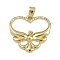 Brass Micro Pave Cubic Zirconia Pendants, Heart with Swan, Cadmium Free & Lead Free, Real 18K Gold Plated, Clear, 23x24x3mm, Hole: 2.5x4.5mm