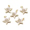 Brass Micro Pave Clear Cubic Zirconia Pendants, with Enamel and Jump Rings, Star with Word, Real 18K Gold Plated, White, 20x19x2mm, Hole: 3mm
