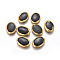Natural Black Fossil Beads, with Golden Plated Brass Findings, Oval, 33~35x24~25x7~9mm, Hole: 0.8mm