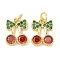 Brass Micro Pave Cubic Zirconia Pendants, Cherry Charms, Rack Plating, Long-Lasting Plated, Cadmium Free & Lead Free, with Jump Ring, Golden, 13x10x2.5mm, Hole: 3.5mm