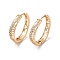 Brass Micro Pave Cubic Zirconia Hoop Earrings for Women, Hollow Arch, Light Gold, 26x5mm