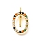 Brass Micro Pave Cubic Zirconia Pendants, Cadmium Free & Nickel Free & Lead Free, Real 18K Gold Plated, Oval with Letter Charms, Letter I, 18.5x11x3.5mm, Hole: 2x1.5mm