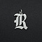 Non-Tarnish 304 Stainless Steel Pendants, with Jump Ring, Old English, Letter, Laser Cut, Stainless Steel Color, Letter.R, 16x13x1mm, Hole: 3mm
