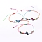Adjustable Nylon Cord Link Bracelets, with Printed Alloy Links, Polymer Clay Heishi Beads, 304 Stainless Steel Round Beads and Brass Rhinestone Beads, Butterfly, Mixed Color, 3/4 inch~3-1/2 inch(2~9.1cm)
