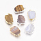Natural Mixed Gemstone Links connectors, with Brass Findings, Nuggets, Mixed Color, 20~26x12~16x3~3.5mm, Hole: 1.5mm