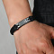 Alloy Rectangle with Cross Link Bracelet, Imitation Leather Cord Adjustable Bracelet for Women, Black, Inner Diameter: 2-1/4~3-3/4 inch(5.6~9.5cm) 