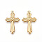 304 Stainless Steel Pendants, Ion Plating(IP), Cross Charms, Real 18K Gold Plated, 25x15x2mm, Hole: 1mm