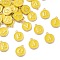 Golden Plated Alloy Enamel Charms, Enamelled Sequins, Flat Round with Random Mixed Letters, Gold, 14x12x2mm,Hole:1.50mm